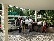 First day on the bus for us - Laura, Elise, Dad, Ivette, Leslie
